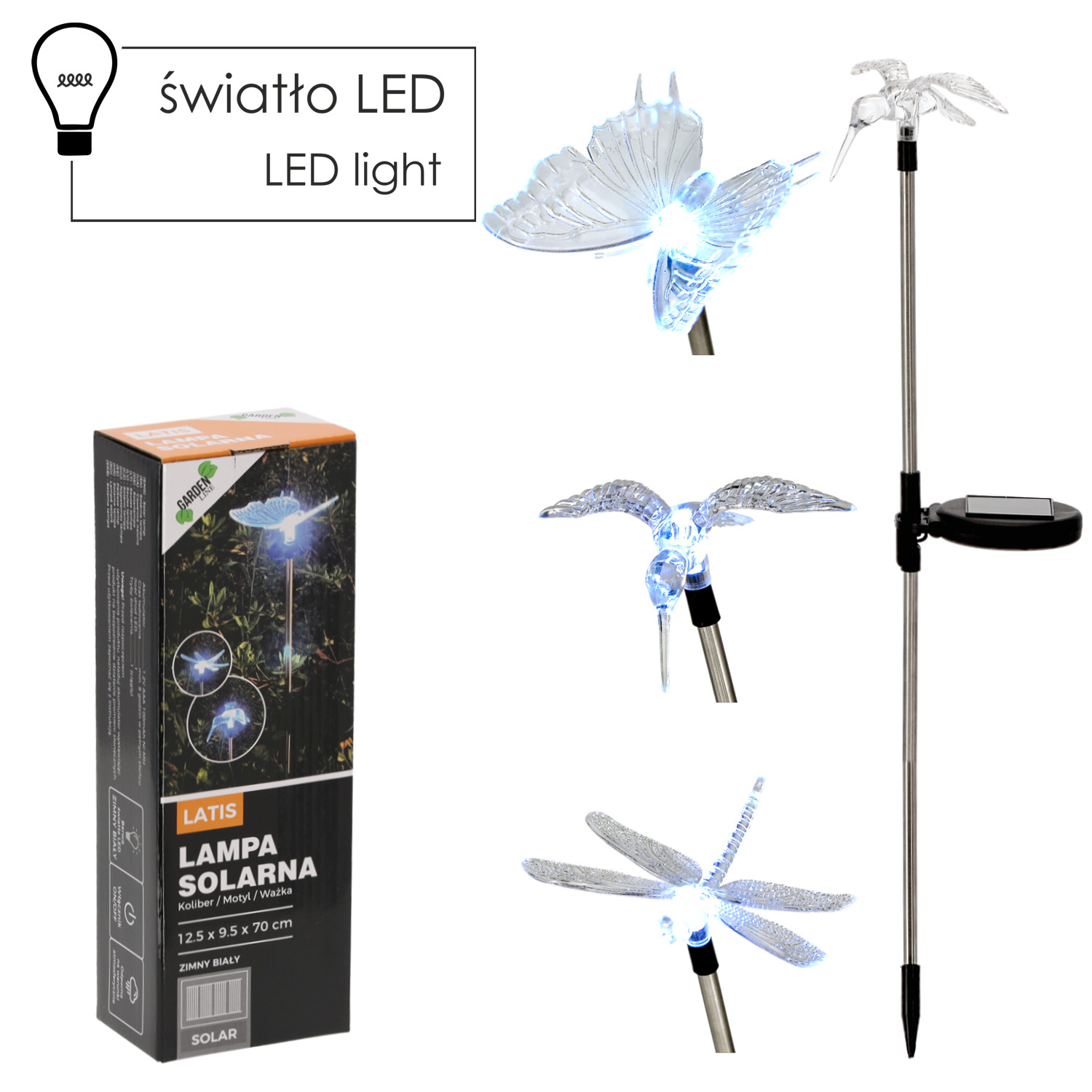 LAMPA SOLAR kolibrik/motyl/vazka