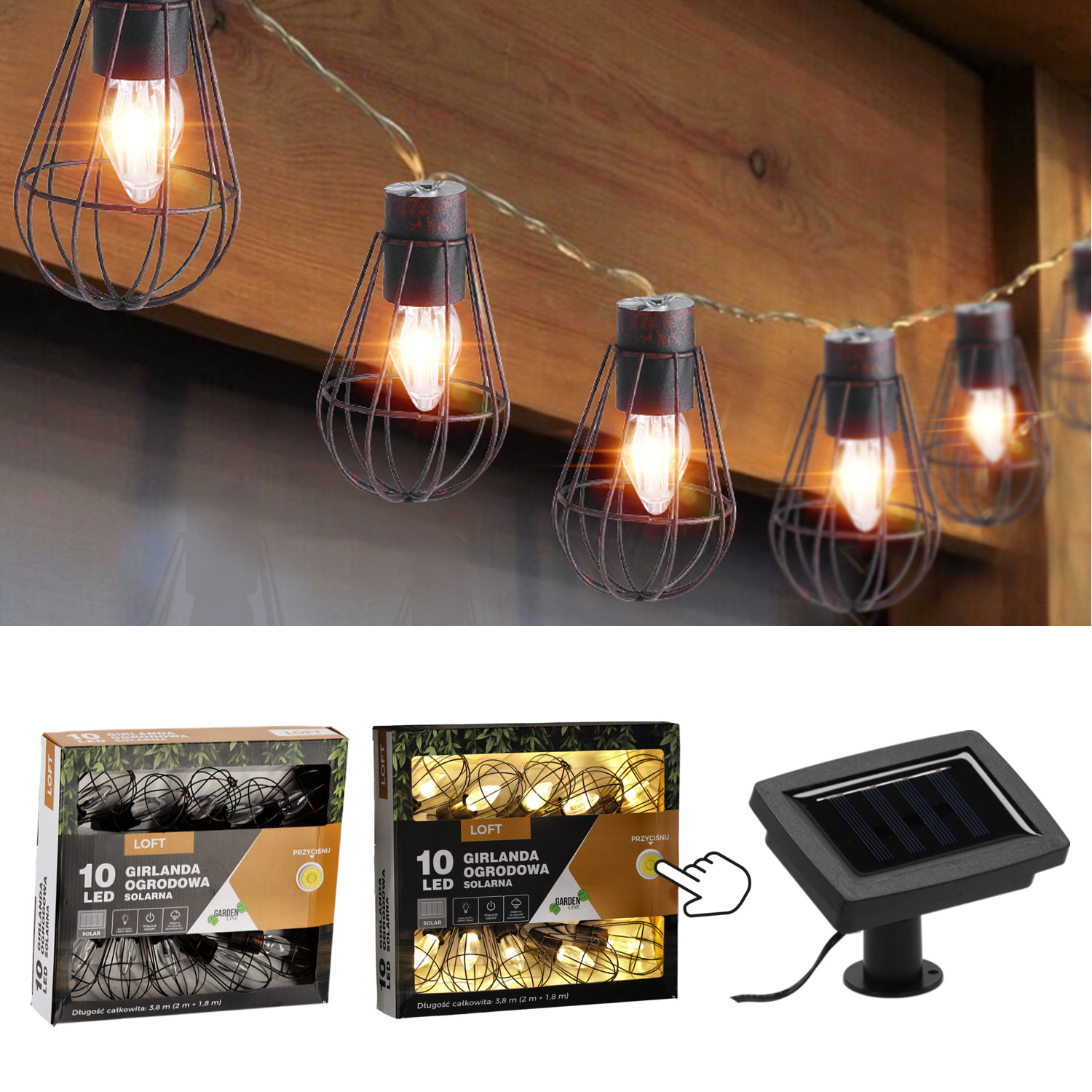 GIRLANDA SOLAR LOFT 2+1,8m 10LED