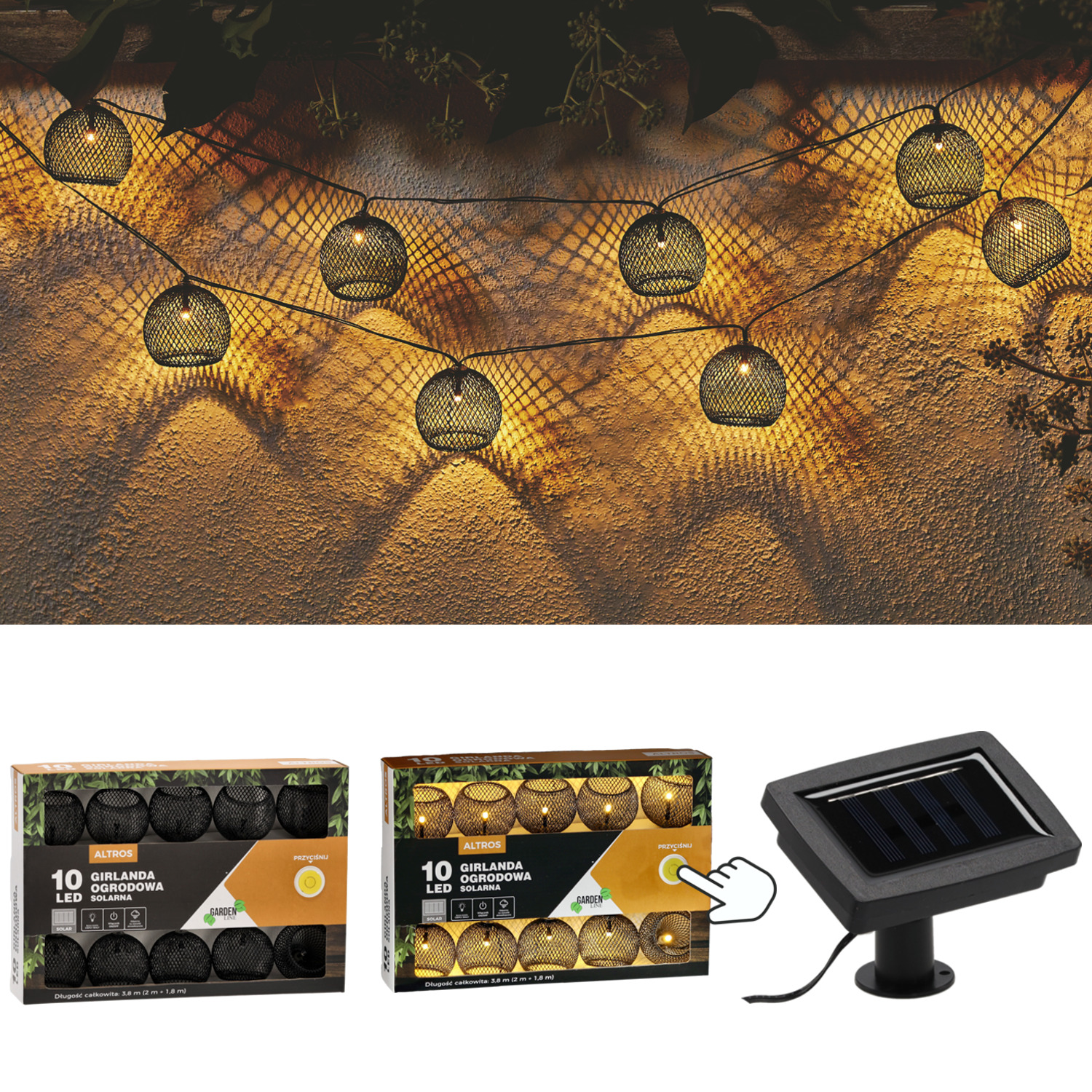 GIRLANDA SOLAR ALTROS 2+1,8m 10LED