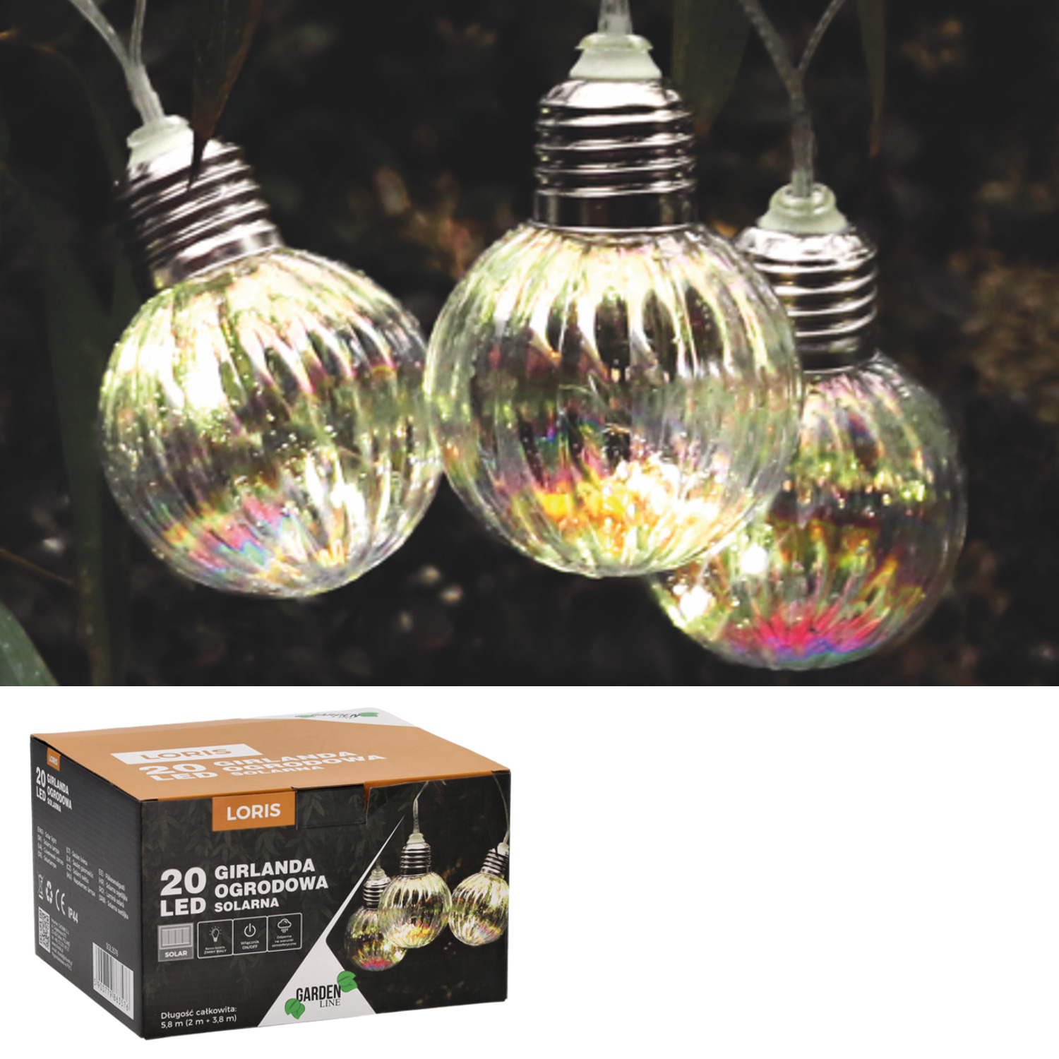 GIRLANDA SOLAR LORIS 2+3,8m 20LED