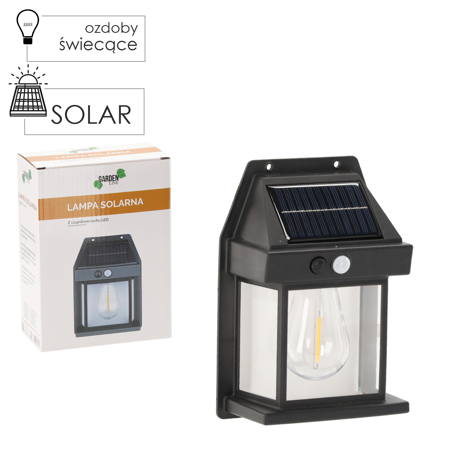 LAMPA SOLAR so senzorom 12x17x5