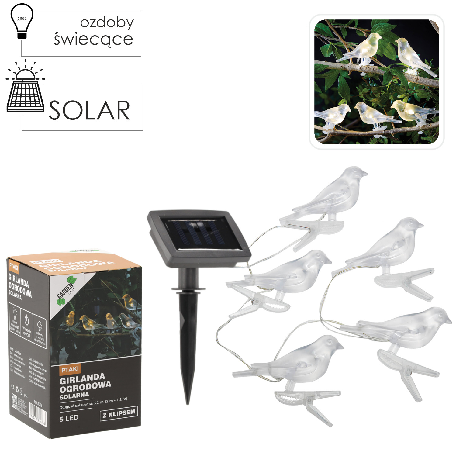 LAMPA SOLAR VTACI 1,2m 5led