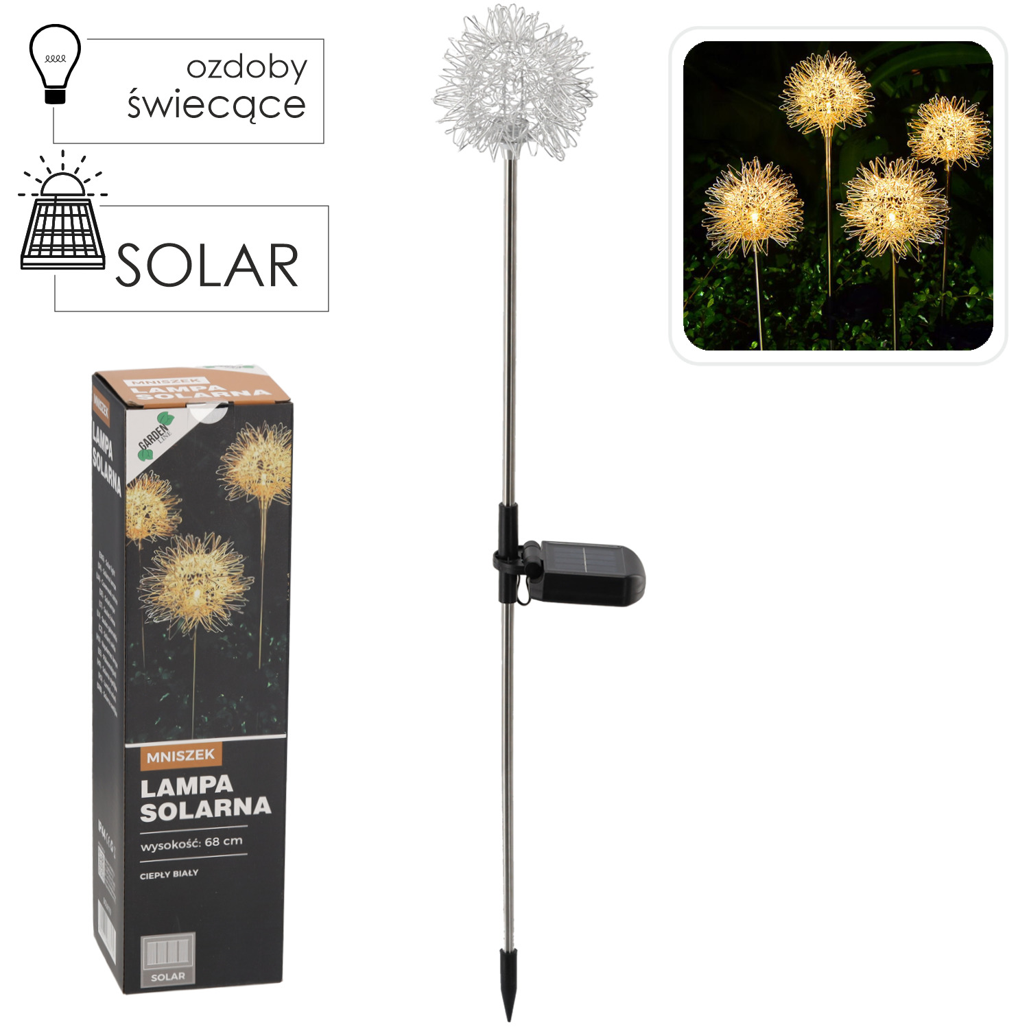 LAMPA SOLAR 10x10x68 DANDELION