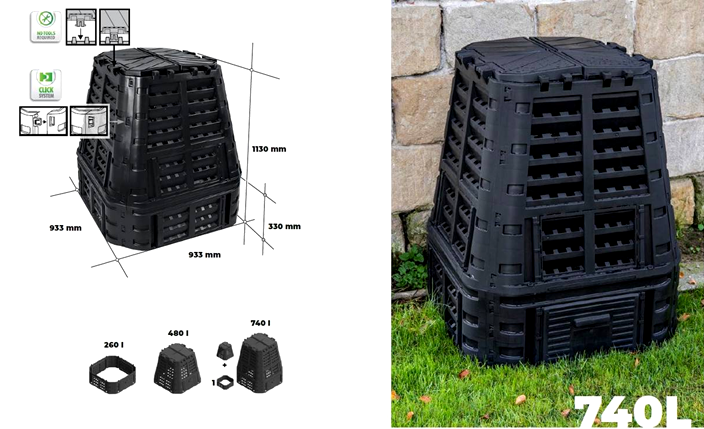 KOMPOSTER Multi 740 L Black    